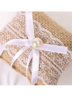 SYOSI Romantic Lace Wedding Ring Pillow and Flower Basket Set Flower Girl Baskets Witness Love with Soft Jute Material Ring Cushion for Engagement Ceremony Wedding Supply Decoration  - Image 3