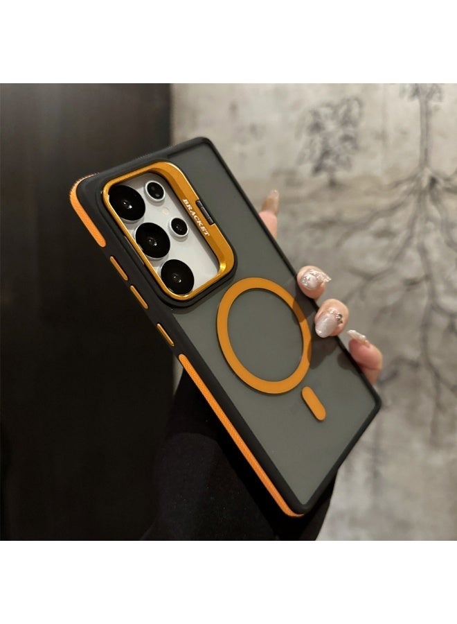 غطاء مُتوافق مع هاتف Samsung S25 Ultra | حامل عدسات مدمج | شحن لاسلكي مغناطيسي | إطار سيليكون مرن - مضاد للانزلاق واقٍ من الصدمات | لوحة خلفية عسليّة شفافة - مقاومة للاصفرار - Image 2