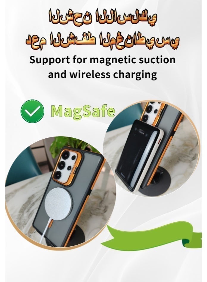 Samsung S25 Ultra Case Magnetic Cover with Camera Bump Stand, MagSafe Compatible, Military-Grade Drop Protection, Anti-Slip Grip, Anti-Yellowing, Frosted Translucent Back, Clear - Image 5