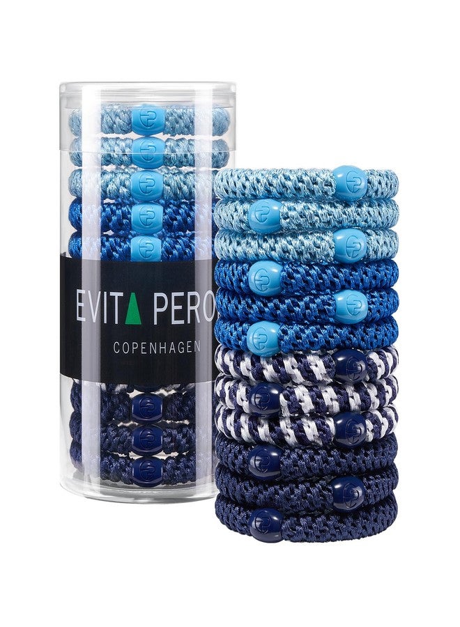 EVITA PERONI 12 Pcs Hair Ties, High Elastic Ponytail Holders, Hair Ties No Damage for Thick Curly Hair Women Men (Ocean Blue) - Image 1