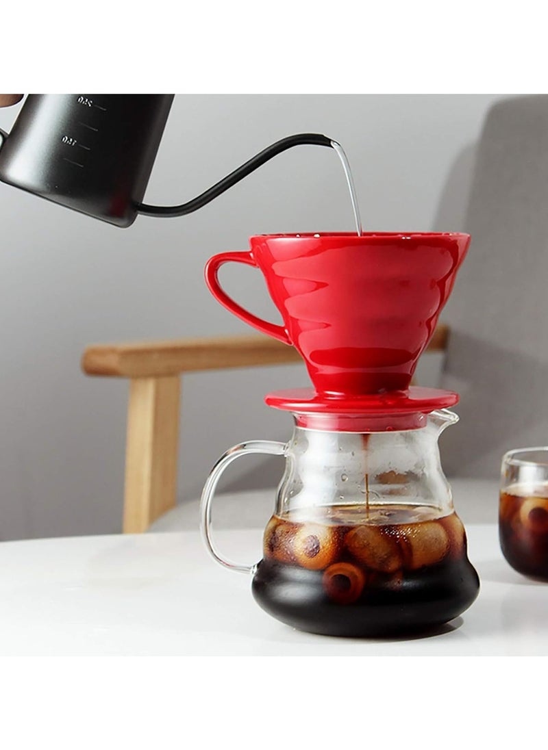 INVEIN - V60 Specialty Coffee Glass Server, 360 ml | Transparent 01 Coffee Server with Wavy Design and High-Seal Lid for Heat Retention, Perfect for Brewing and Serving Coffee - Image 1