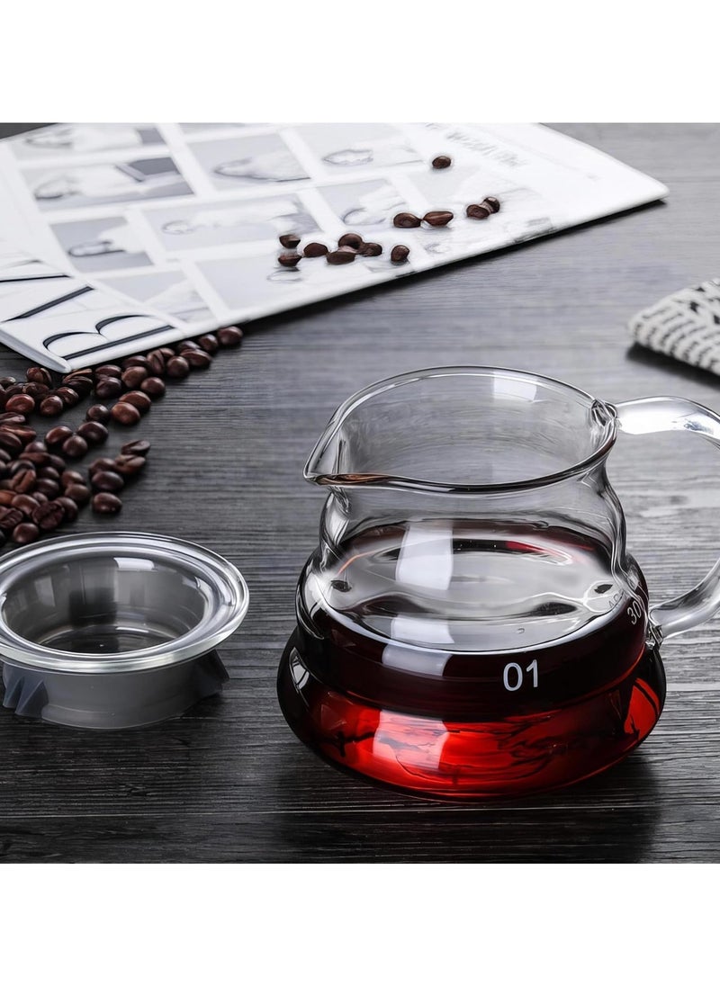 INVEIN - V60 Specialty Coffee Glass Server, 360 ml | Transparent 01 Coffee Server with Wavy Design and High-Seal Lid for Heat Retention, Perfect for Brewing and Serving Coffee - Image 1