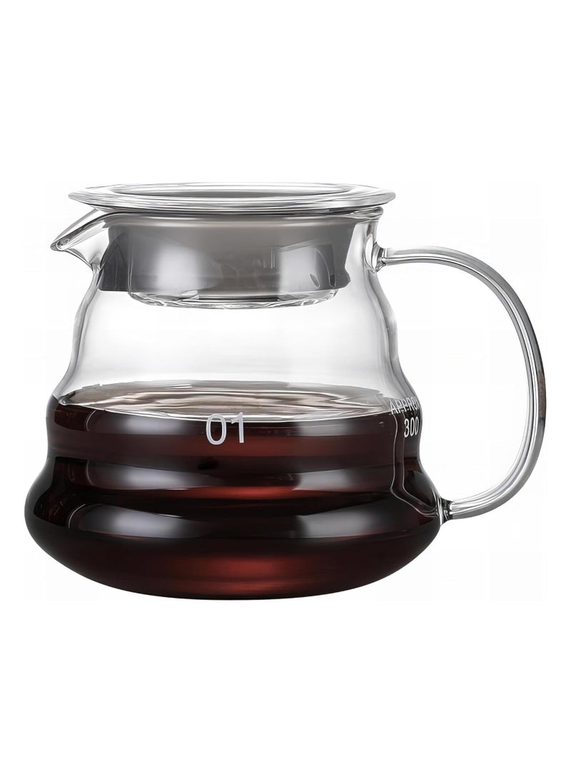 INVEIN - V60 Specialty Coffee Glass Server, 360 ml | Transparent 01 Coffee Server with Wavy Design and High-Seal Lid for Heat Retention, Perfect for Brewing and Serving Coffee - Image 1