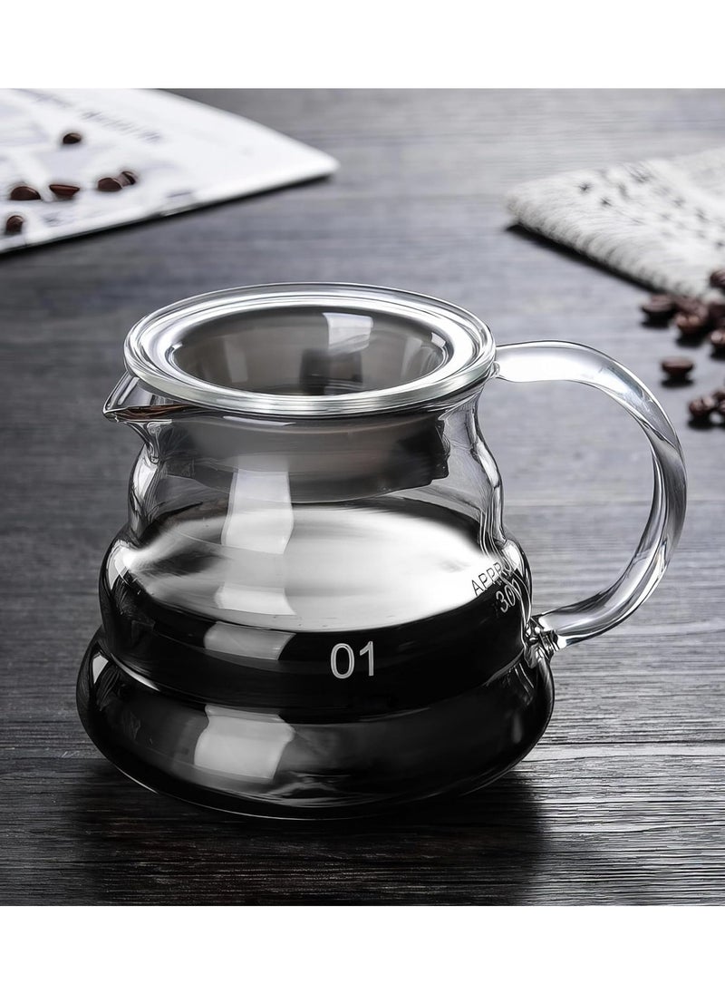 INVEIN - V60 Specialty Coffee Glass Server, 360 ml | Transparent 01 Coffee Server with Wavy Design and High-Seal Lid for Heat Retention, Perfect for Brewing and Serving Coffee - Image 1