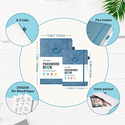 Blugool Password Book with Alphabetical Tabs, Hardcover Password Keeper, Password Notebook Organizer for Computer and Internet Address Website Login, Gifts for Home and Office, 5.3''x 7.7''- Blue - Image 3