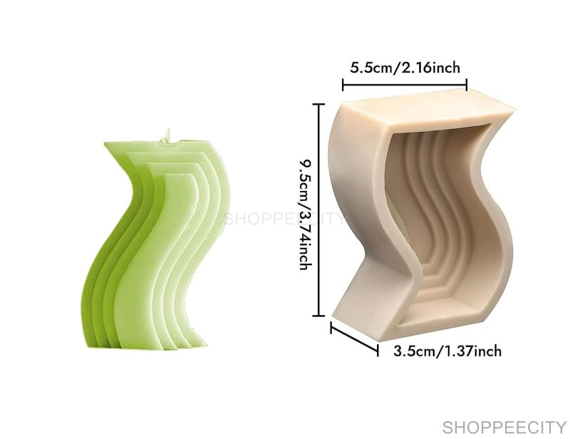 ShoppeeCity قالب شمعة على شكل حرف I مع تصميم متموج | قالب عمود مخطط هندسي | قالب سيليكون على شكل I | قالب إبوكسي بخطوط بسيطة | لصنع زينة يدوية، عطر، صابون، صب الراتنج، وصنع الحرف الفنية (شكل I) - Image 4