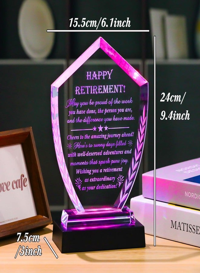 Movdyka Retirement Gifts for Men Women - Crystal Plaque Keepsakes with Light Base - Best 2025 Retirment Gift for Woman Male Boss Coworker Leader Teacher Retired Present Doctor Nurse Retiring Decor - Image 3