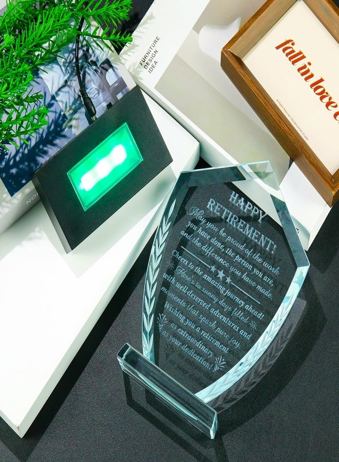 Movdyka Retirement Gifts for Men Women - Crystal Plaque Keepsakes with Light Base - Best 2025 Retirment Gift for Woman Male Boss Coworker Leader Teacher Retired Present Doctor Nurse Retiring Decor - Image 2