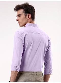 Beyoung BEYOUNG Lilac Plain Cotton Shirts  - Image 4