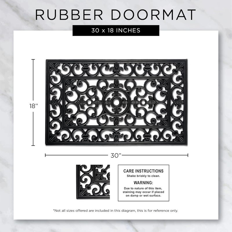 DII Rubber Doormats Collection All Weather, 24x36, Wrought Iron Half Round - Image 3