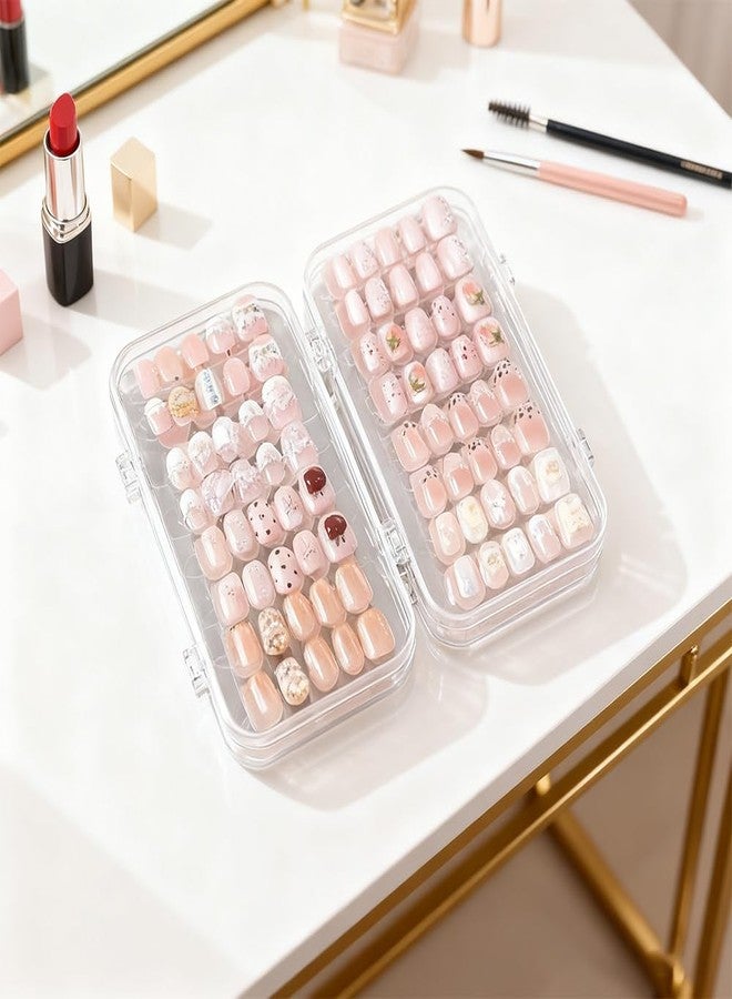 VIOCIWUO Tri-Fold Press On Nail Organizer Case, Press on Nail Storage Box Acrylic Nail Display Box Clear Nails Packaging Storage Case with Adhesive Strips for Fake Nail Home Travel Use - Image 4