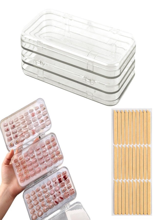 VIOCIWUO Tri-Fold Press On Nail Organizer Case, Press on Nail Storage Box Acrylic Nail Display Box Clear Nails Packaging Storage Case with Adhesive Strips for Fake Nail Home Travel Use - Image 1