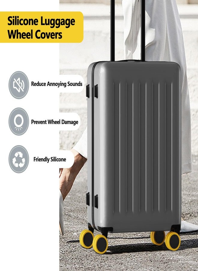 AWINNER 8 Pack Luggage Wheels Covers - Silicone Luggage Wheel Protector Covers for most 8 Spinner Wheel Suitcases or Office Chair Caster,Durable,Mute and Shock Absorption (Yellow) - Image 2