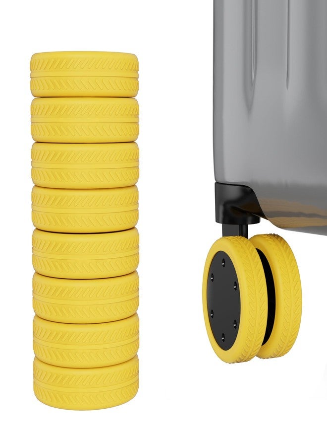 AWINNER 8 Pack Luggage Wheels Covers - Silicone Luggage Wheel Protector Covers for most 8 Spinner Wheel Suitcases or Office Chair Caster,Durable,Mute and Shock Absorption (Yellow) - Image 1