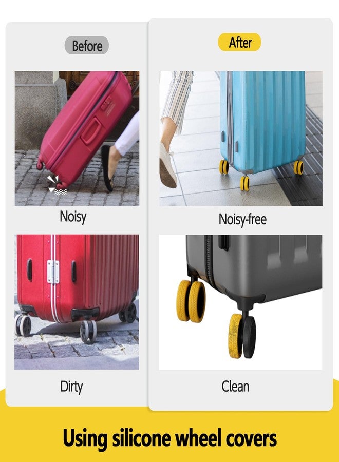 AWINNER 8 Pack Luggage Wheels Covers - Silicone Luggage Wheel Protector Covers for most 8 Spinner Wheel Suitcases or Office Chair Caster,Durable,Mute and Shock Absorption (Yellow) - Image 5