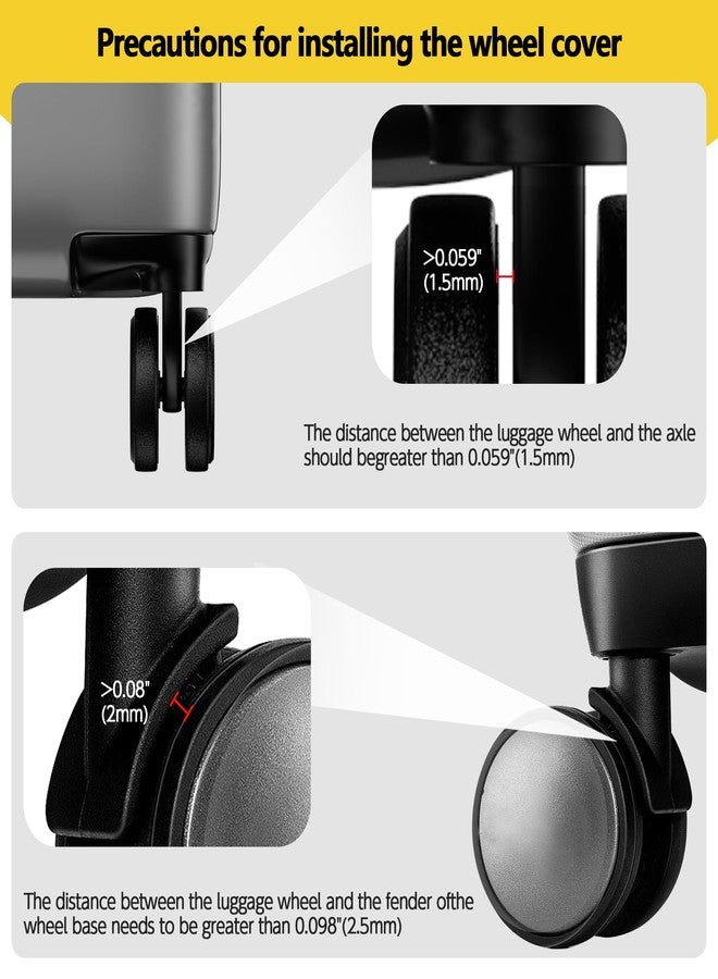 AWINNER 8 Pack Luggage Wheels Covers - Silicone Luggage Wheel Protector Covers for most 8 Spinner Wheel Suitcases or Office Chair Caster,Durable,Mute and Shock Absorption (Yellow) - Image 4