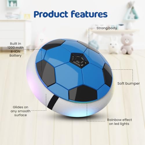 BUMTUM Hover Ball for Kids| Hover Football Indoor Electric Floating Hoverball Soccer |C-Type USB Rechargeable Battery Powered| Air Football Smart | Toy for Boys and Kids (2-10 Years, Blue) - Image 3