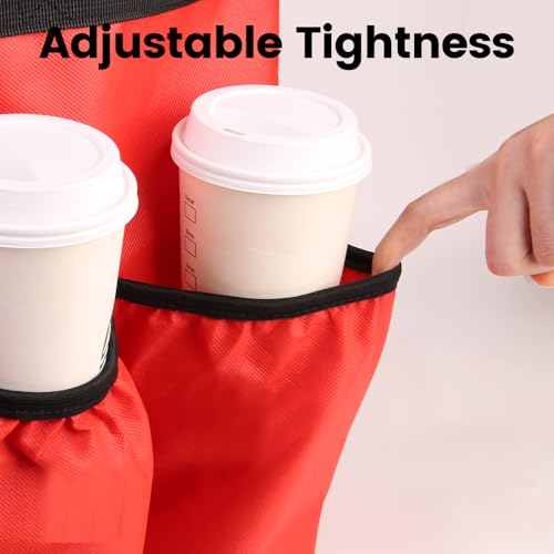 CIVJET Insulated Food Delivery Bag with 4 Cup Holder, XXX-Large Insulated Grocery Bags with Zippered Top, Cooler Bags with Drink Carrier, Food Carrier Catering Bag, Commercial Food Warmers, Red - Image 5
