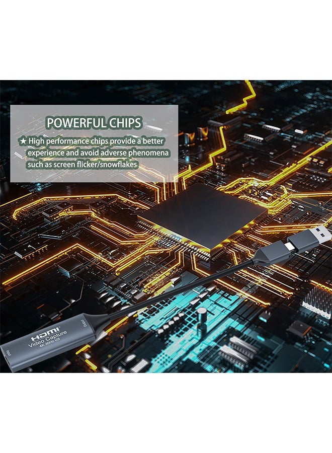 SUNDAREE 4K HDMI to USB 3.0 Type C Video Capture Card 1080P 60FPS Cam Link Capture Adapter Screen Record Device for Streaming, Gaming, Video Conference, Teaching, Live Broadcasting - Image 5