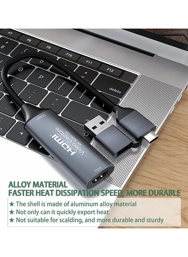 SUNDAREE 4K HDMI to USB 3.0 Type C Video Capture Card 1080P 60FPS Cam Link Capture Adapter Screen Record Device for Streaming, Gaming, Video Conference, Teaching, Live Broadcasting - Image 3