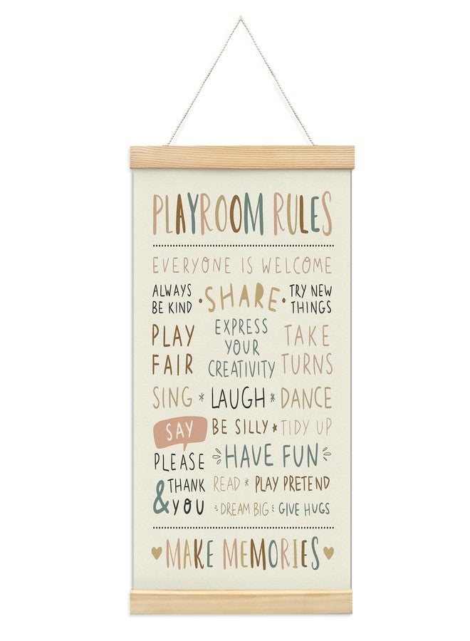 foedor Playroom Rules Decor, Kids Play room Wall Decor Sign Poster Hanger Frame,Playroom Essentials, Decor for Kids Home School Toddler Play room, 12x16 Inch - Image 1