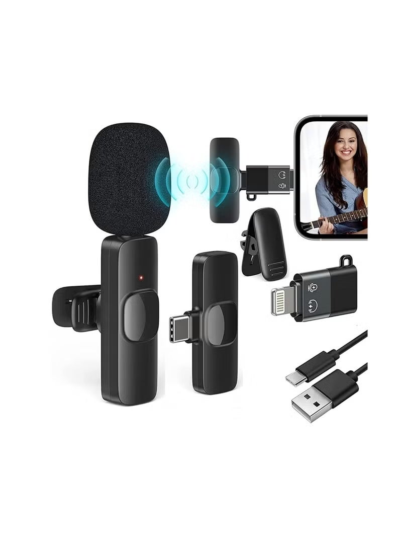 K8 Wireless Microphone 2.4GHz 2 in 1 Digital Mini Portable Recording Clip Mic with Receiver For iPhone - Image 1