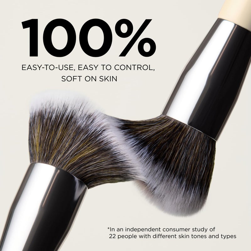 HALEYS Kabuki Makeup Brush â€“ Vegan Foundation Brush for Liquid, Cream & Powder, Seamless Blending Face Brush for Concealer, Blush & Setting Powder, Airbrush Finish, Dermatologist-Tested - Image 2