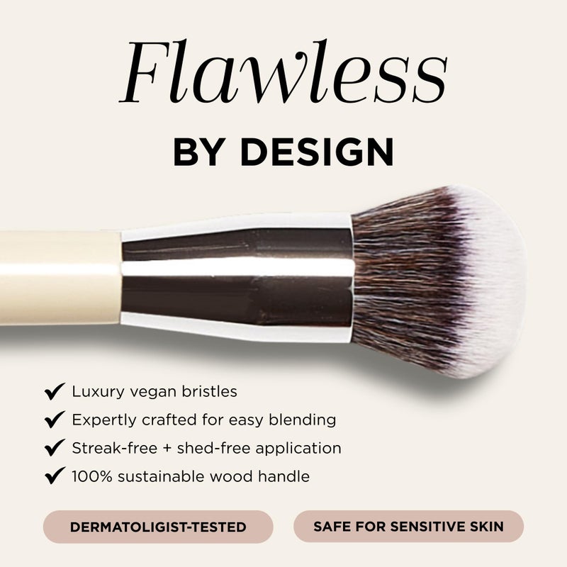 HALEYS Kabuki Makeup Brush â€“ Vegan Foundation Brush for Liquid, Cream & Powder, Seamless Blending Face Brush for Concealer, Blush & Setting Powder, Airbrush Finish, Dermatologist-Tested - Image 3