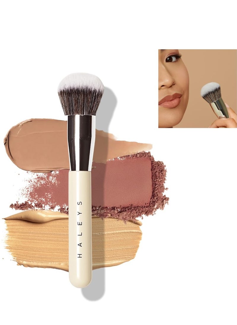 HALEYS Kabuki Makeup Brush VEGAN+CRUELTY-FREE, Sustainable Wood, Vegan Bristles for Airbrushed Finish, For Creams, Liquids, Powder, Streak-free, Perfect Blending, Buffs, Blurs, Smooths with Control - pzsku/Z5B6883B0B3731259F1FFZ/45/_/1736430974/1fd00938-067e-434e-8a2b-851e1f60930d