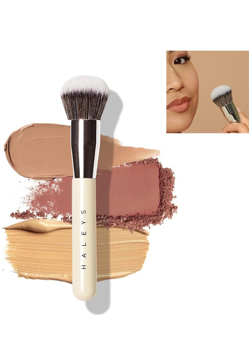 HALEYS HALEYS Kabuki Makeup Brush VEGAN+CRUELTY-FREE, Sustainable Wood, Vegan Bristles for Airbrushed Finish, For Creams, Liquids, Powder, Streak-free, Perfect Blending, Buffs, Blurs, Smooths with Control - Image 1