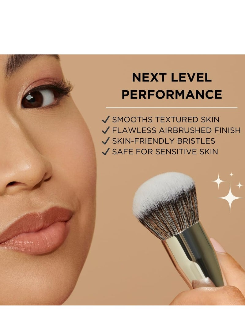 HALEYS HALEYS Kabuki Makeup Brush VEGAN+CRUELTY-FREE, Sustainable Wood, Vegan Bristles for Airbrushed Finish, For Creams, Liquids, Powder, Streak-free, Perfect Blending, Buffs, Blurs, Smooths with Control - Image 3