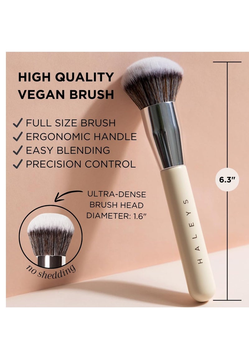 HALEYS HALEYS Kabuki Makeup Brush VEGAN+CRUELTY-FREE, Sustainable Wood, Vegan Bristles for Airbrushed Finish, For Creams, Liquids, Powder, Streak-free, Perfect Blending, Buffs, Blurs, Smooths with Control - Image 4
