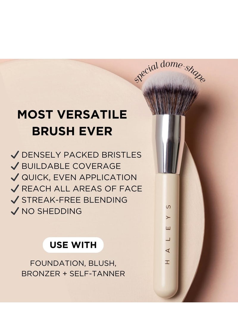 HALEYS HALEYS Kabuki Makeup Brush VEGAN+CRUELTY-FREE, Sustainable Wood, Vegan Bristles for Airbrushed Finish, For Creams, Liquids, Powder, Streak-free, Perfect Blending, Buffs, Blurs, Smooths with Control - Image 5