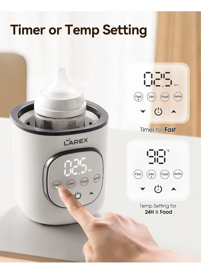LAREX Bottle Warmer, Fast Baby Bottle Warmer for Breastmilk and Formula, with Timer and Accurate Temp Control, 8 in 1 Baby Milk Warmer BPA Free with Digital Display, Bottle Warmers for All Bottles - Image 4