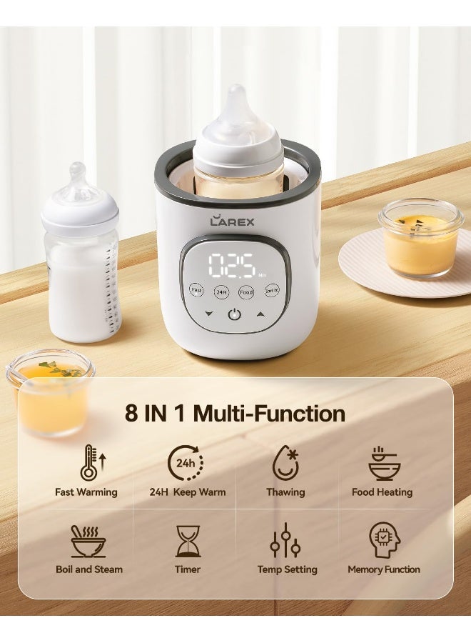 LAREX Bottle Warmer, Fast Baby Bottle Warmer for Breastmilk and Formula, with Timer and Accurate Temp Control, 8 in 1 Baby Milk Warmer BPA Free with Digital Display, Bottle Warmers for All Bottles - Image 2