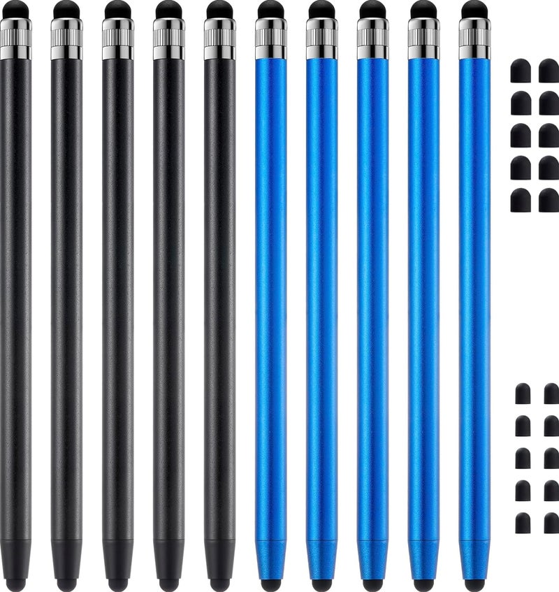 تشاو كيو قلم Stylus للشاشات التي تعمل باللمس، من ، 10 قطع عالية الحساسية والدقة، مناسبة لأجهزة iPad وiPhone وAndroid وجميع أنواع الشاشات التي تعمل باللمس (اللون أسود/أزرق). - Image 1
