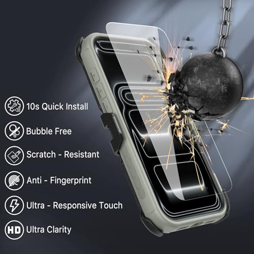 M MYBAT PRO حافظة M MYBAT PRO لجهاز iPhone 17 Pro مع مشبك حزام، [متوافقة مع Magsafe] مع واقي شاشة، مضادة للسقوط، مقاومة للصدمات، مع قاعدة قابلة للدوران 360°، حماية ثقيلة (تيتانيوم طبيعي) - Image 3