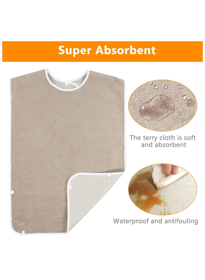 CMGTYYD 3 Pack Adult The Eldly Bib with Snaps, Reusable Adult Bib for Eating, Washable Dining Bibs for Elderly, Clothing Protector for Elderly Men Women and Disabled - Image 2