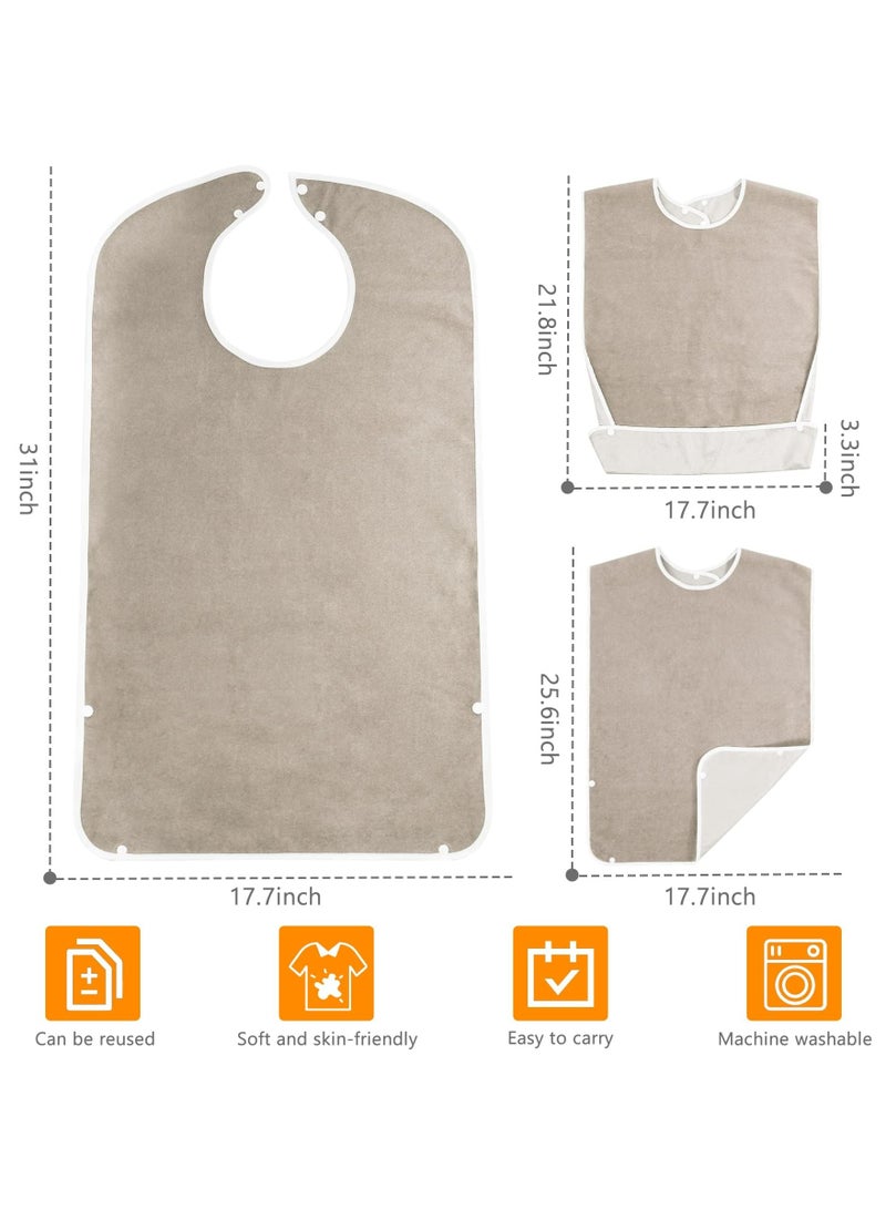 CMGTYYD 3 Pack Adult The Eldly Bib with Snaps, Reusable Adult Bib for Eating, Washable Dining Bibs for Elderly, Clothing Protector for Elderly Men Women and Disabled - Image 5