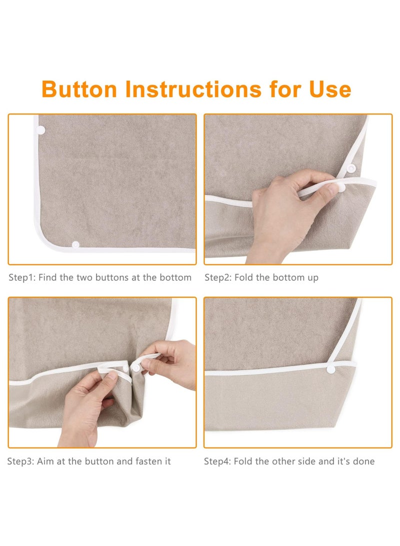 CMGTYYD 3 Pack Adult The Eldly Bib with Snaps, Reusable Adult Bib for Eating, Washable Dining Bibs for Elderly, Clothing Protector for Elderly Men Women and Disabled - Image 4