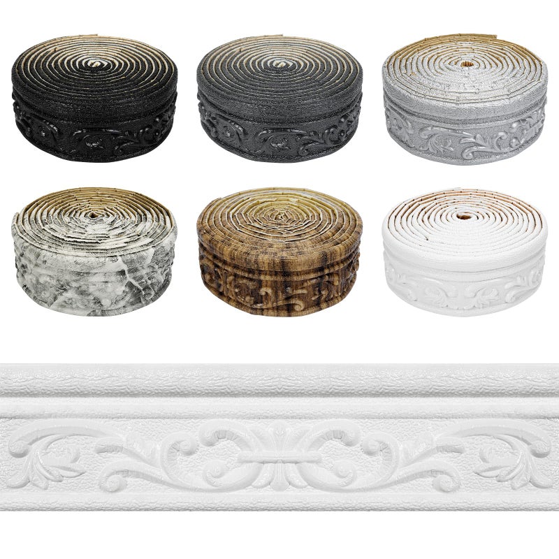 Wallpaper Border 90 x 31 Peel Stick Foam Molding Trim Self Adhesive Crown Molding Wallpaper Border Flexible 3D Wall Edging Lines Foam Baseboard Wall Base Moulding Trim for Home DIY Decoration