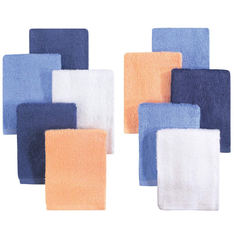 Little Treasure Little Treasure Unisex Baby Rayon from Bamboo Luxurious Washcloths Blue Orange 10Pack One Size 