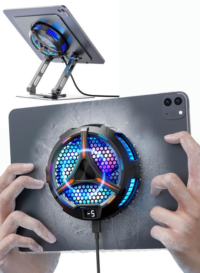 ACEDAYS iPad Cooler,Magnetic Tablet Cooler for ipad/Surface pro/Samsung Tab,Universal Radiator with Temperature Display for Mobile Gaming,Tiktok Live Streaming(Including Tablet stand Holder) - Image 1