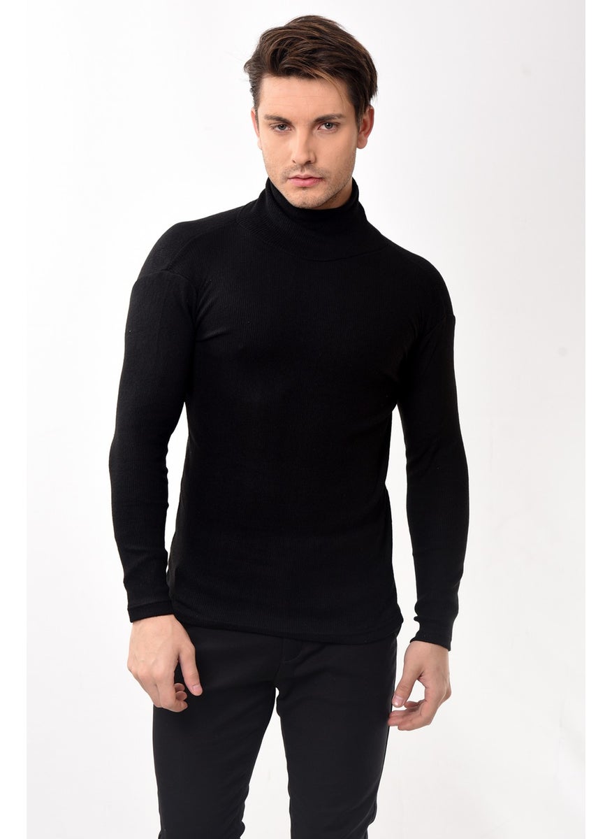 Belifanti Collection - سترة رجالية بياقة مدورة وقصّة Slim Fit من مجموعة Belifanti باللون الأسود - Image 1