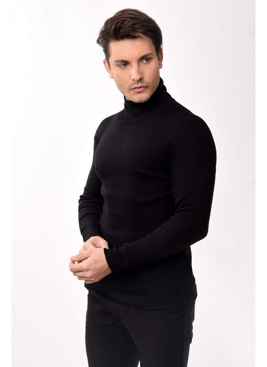 Belifanti Collection - سترة رجالية بياقة مدورة وقصّة Slim Fit من مجموعة Belifanti باللون الأسود - Image 1