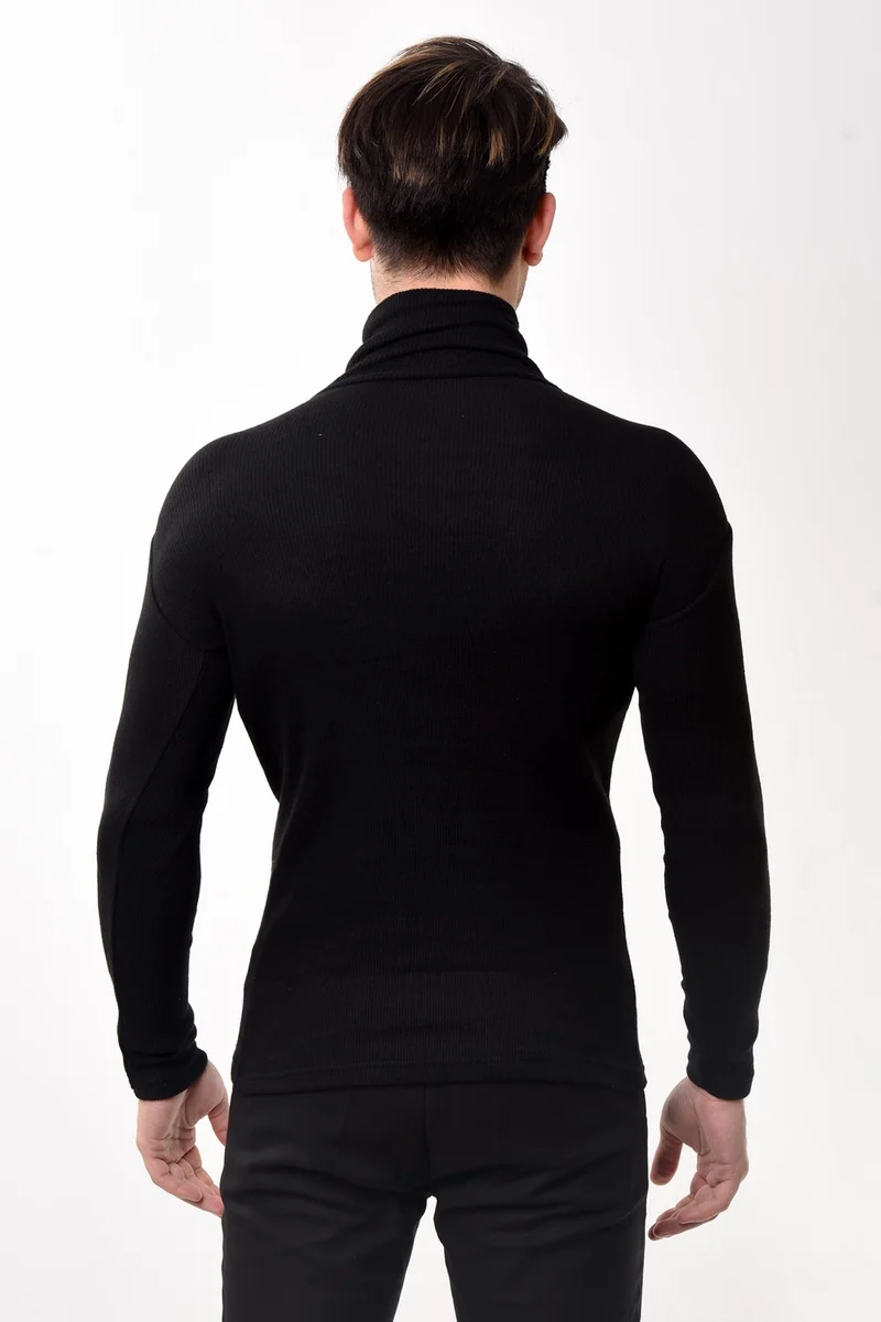 بيليفانتي كولكشن Men's Turtleneck Turtleneck Slim Fit Sweater Black