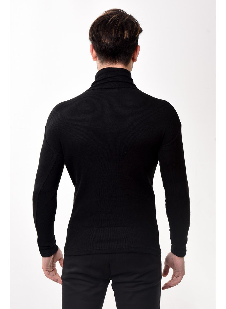 Belifanti Collection - سترة رجالية بياقة مدورة وقصّة Slim Fit من مجموعة Belifanti باللون الأسود - Image 1