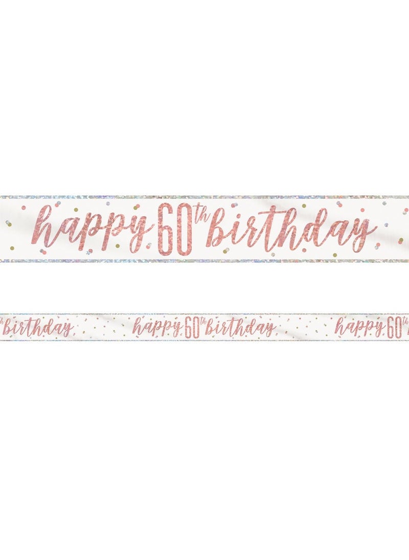 يونيك لافتة عيد ميلاد سعيد الستين باللون الأبيض والذهبي الوردي 274 سم