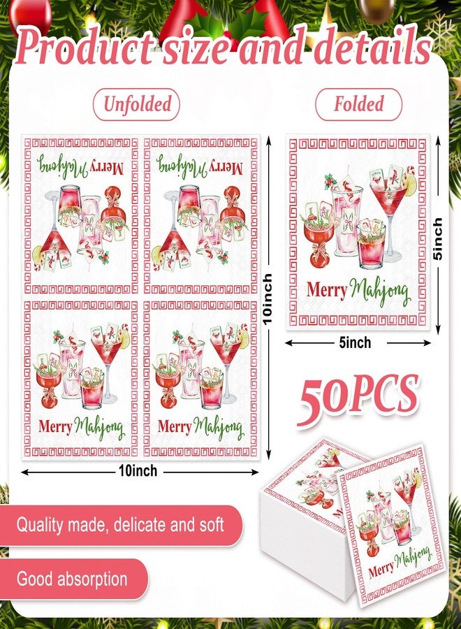 JarThenaAMCS مناديل ورقية للاستخدام مرة واحدة من JarThenaAMCS، ٥٠ قطعة، مثالية لحفلات ما جونغ، وحفلات الكوكتيل، وحفلات أعياد الميلاد، وحفلات توديع العزوبية، وحفلات ما جونغ، وحفلات ما قبل الزفاف. - Image 2