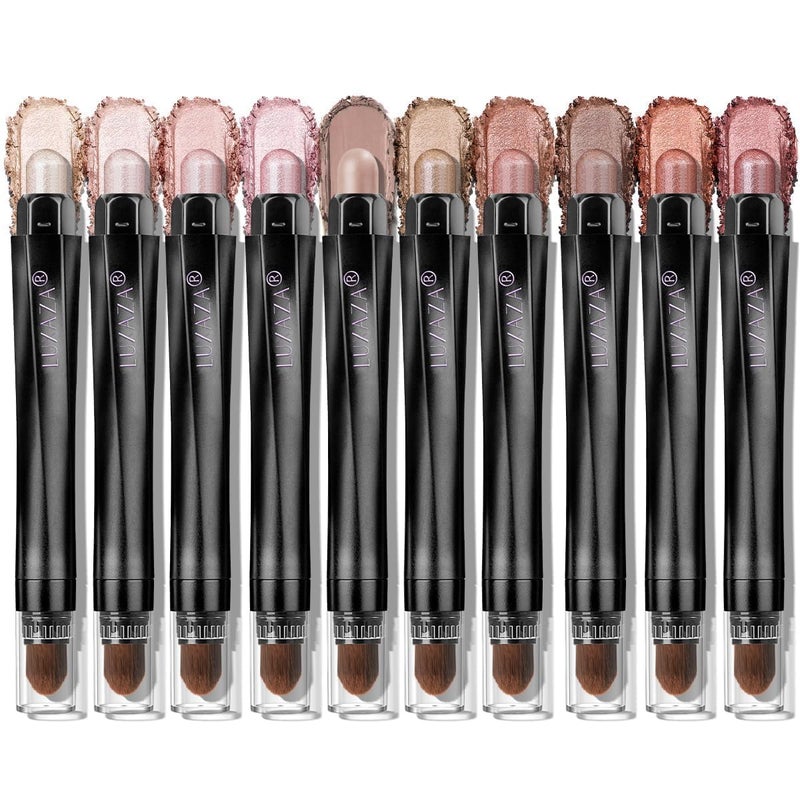 LUXAZA PRO Brown Eyeshadow Stick Makeup Set 10PCS, Neutral Shimmer And Matte Cream Eye Shadow Palette, Metallic Bronze Smoky Eyeliner Brightener Crayon Pencil Kit, Ideal Gift for Women -Love's Gifts - Image 1